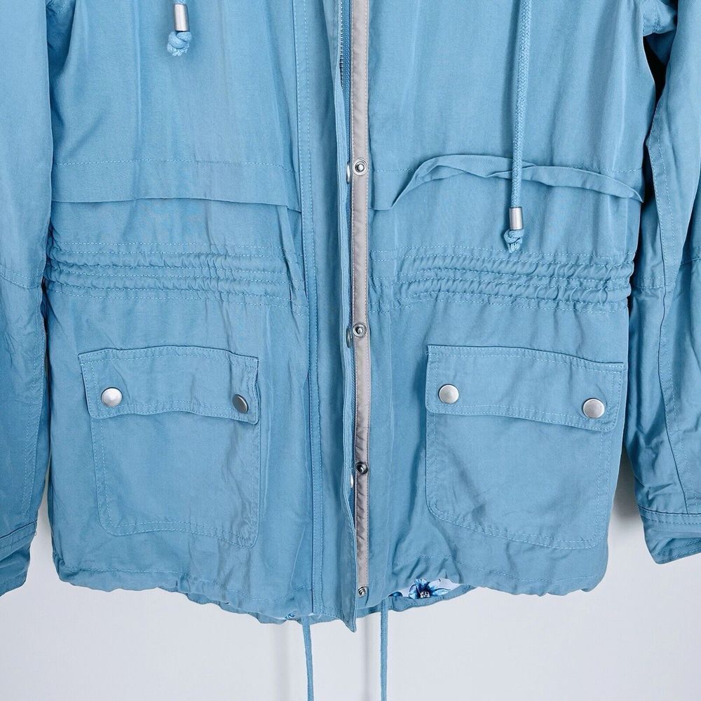 MARKET & SPRUCE Hooded 2 Pocket Cargo Rain Utility Jacket Zip Snap Women Small - Picture 4 of 14